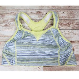 Moving Comfort 34B Rebound Racer Sports Bra Racerback Yellow Gray Adjustable